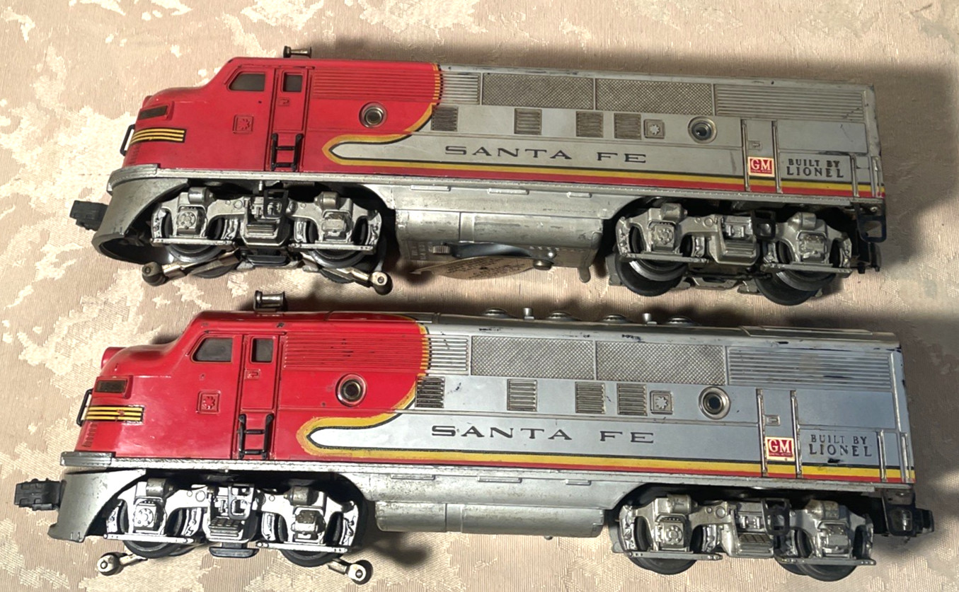 Vintage Lionel Santa Fe F3 AA Diesel 2343 Locomotive and Dummy, 1950-1952