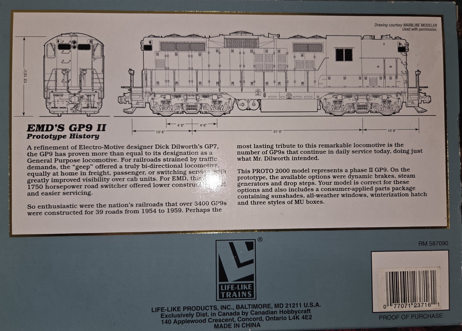 Proto 2000 GP9 II Diesel Locomotive WESTERN PACIFIC – New in Box