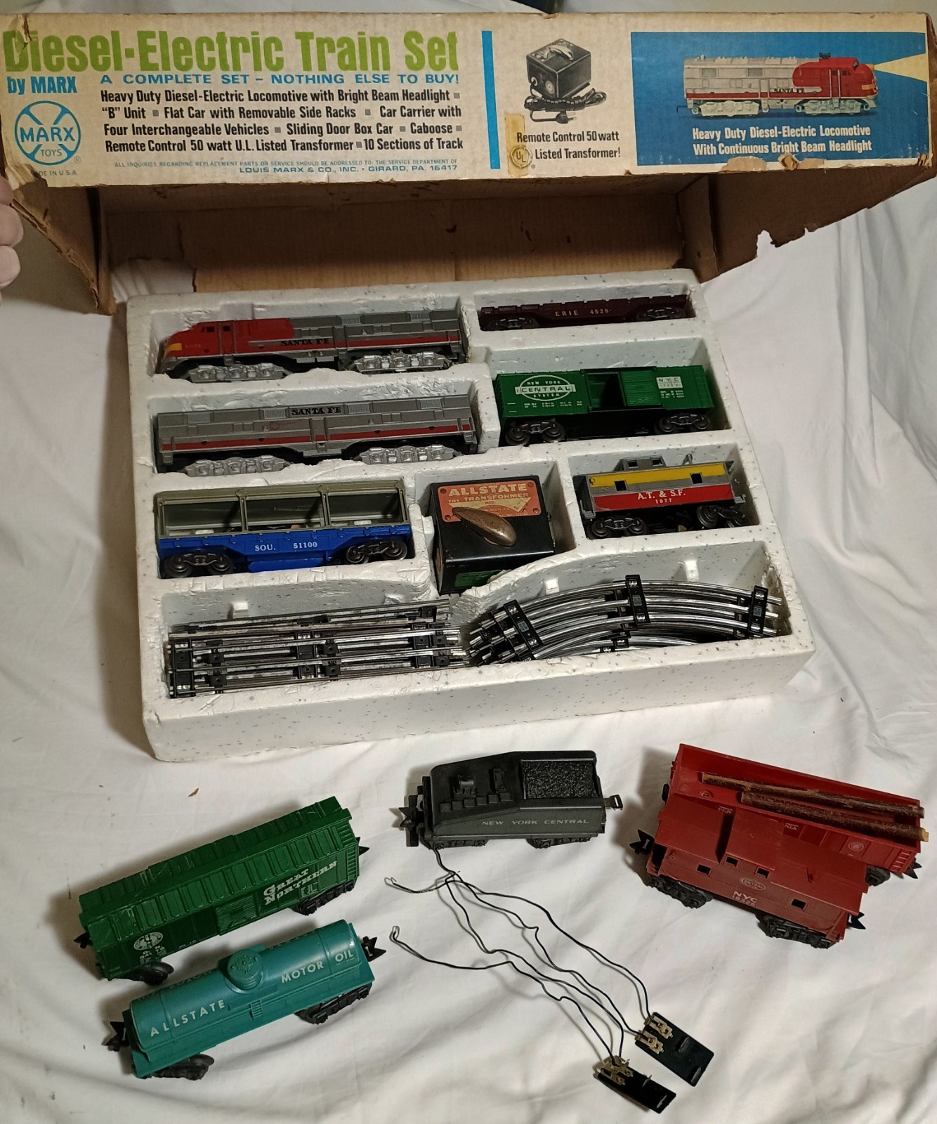 1959 Marx Diesel Electric Train Set Santa Fe🏵 41831 Remote Control 50w + Extras