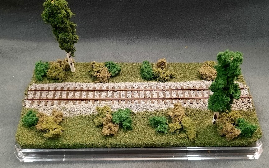 HOn3 SCALE 9″ SINGLE TRACK DISPLAY CASE – SUMMER SCENE- FOR ANY HOn3 TRAINS