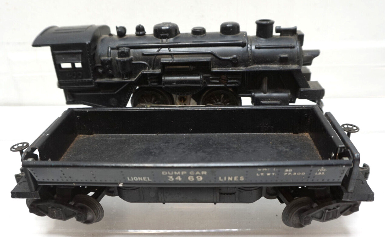 VINTAGE MARX 400 STEAM LOCOMOTIVE POSTWAR LIONEL 3469 AUTOMATIC DUMP CAR TRAIN