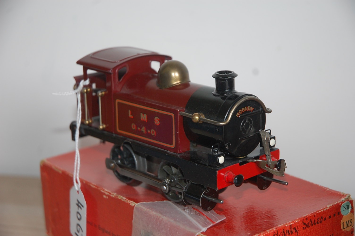 HORNBY O GAUGE CLOCKWORK EARLY No 1 TANK LOCO IN RED LMS LIVERY BOXED
