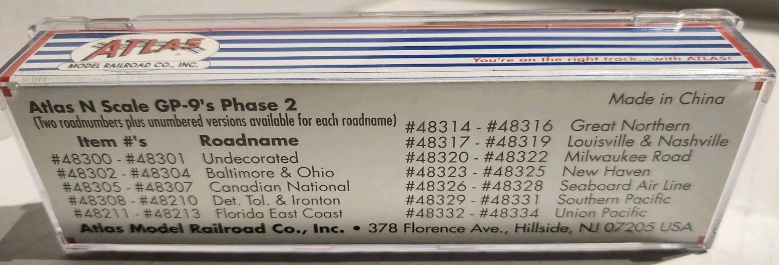 Atlas N Scale GP-9 Ph 2 Diesel Seaboard Air Line #1913