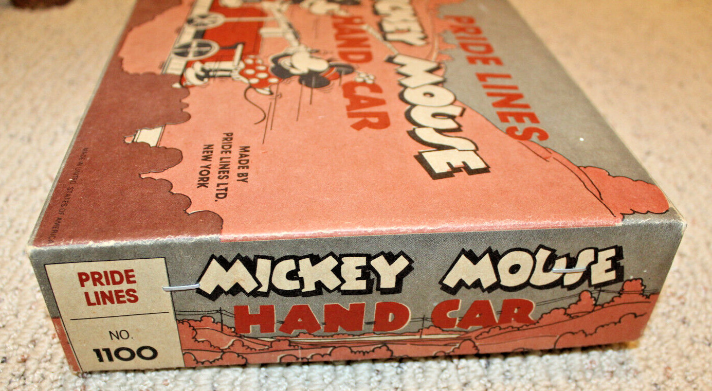 Pride Lines #1100 Mickey Mouse & Minnie Red Handcar Boxed w/ Track