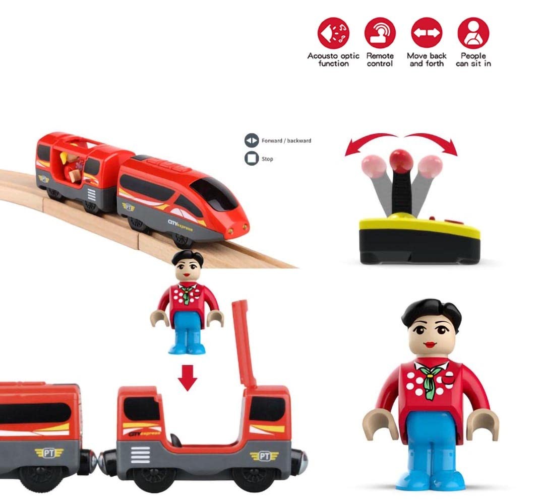 Remote Control Train for Wooden Track – Battery Operated Small, China Red