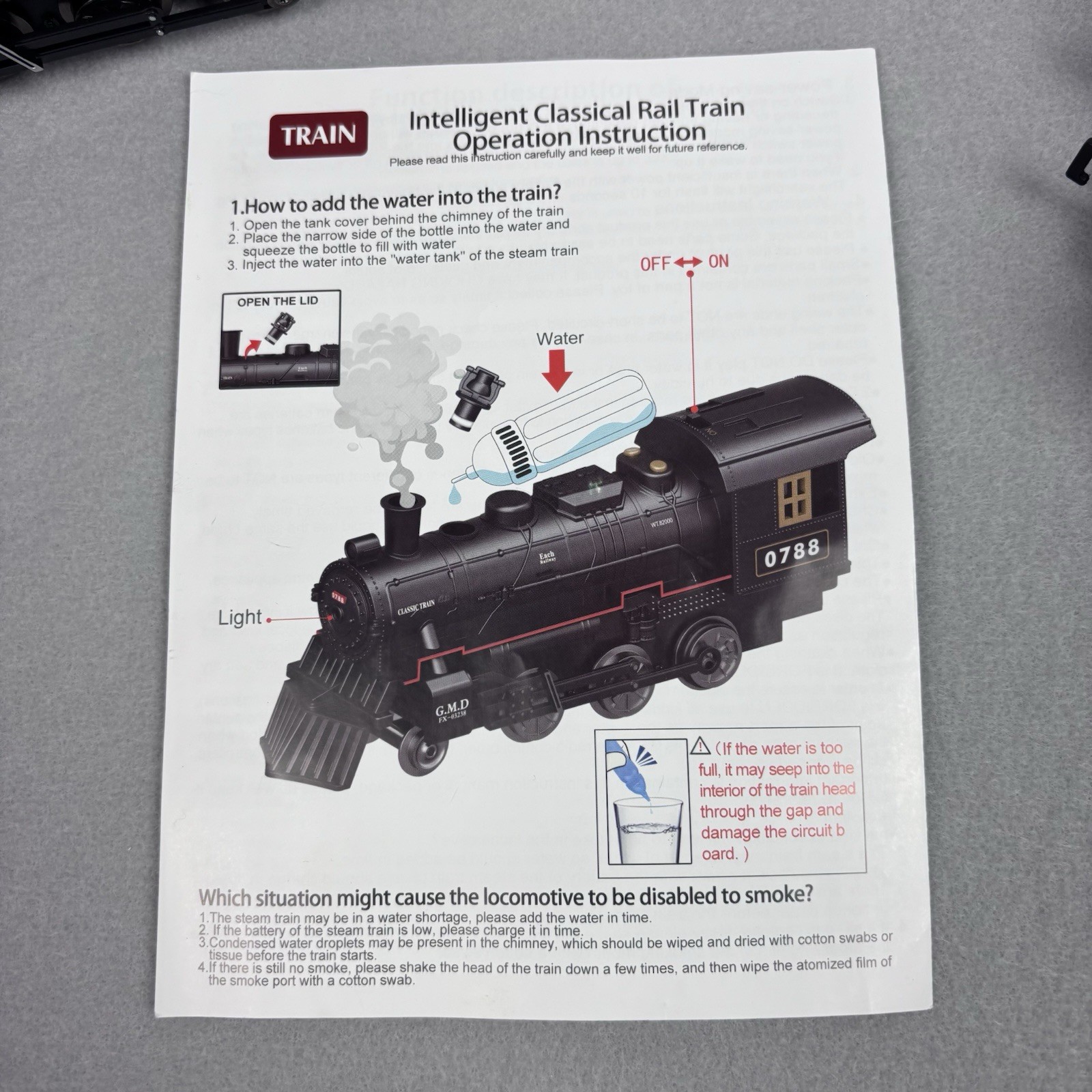 G.M.D. FX-03238 Express Model Train Locomotive Engine Steam Sounds Tested
