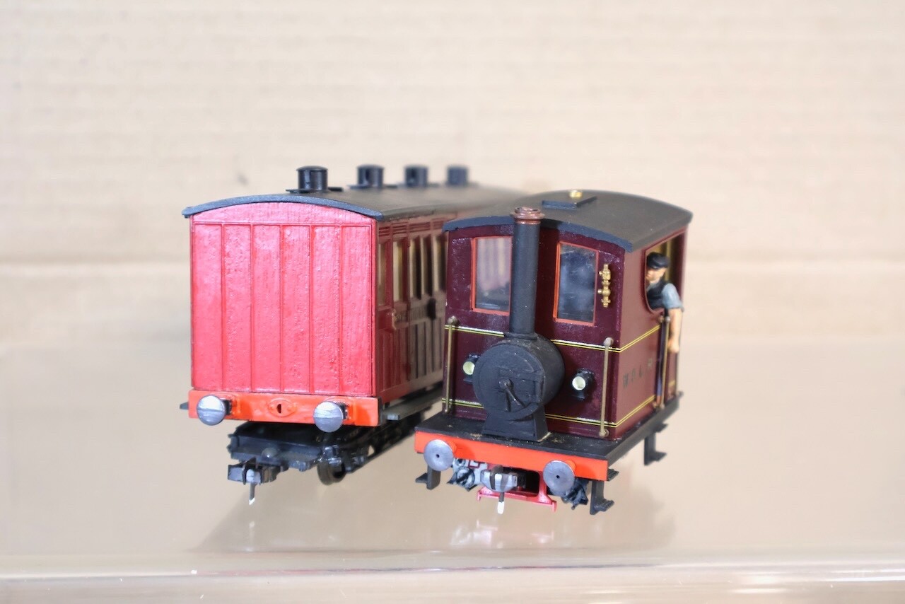 KIT SCRATCH BUILT ROCO O-16.5 WSLR 0-4-0 NARROW GAUGE LOCOMOTIVE & COACH ol