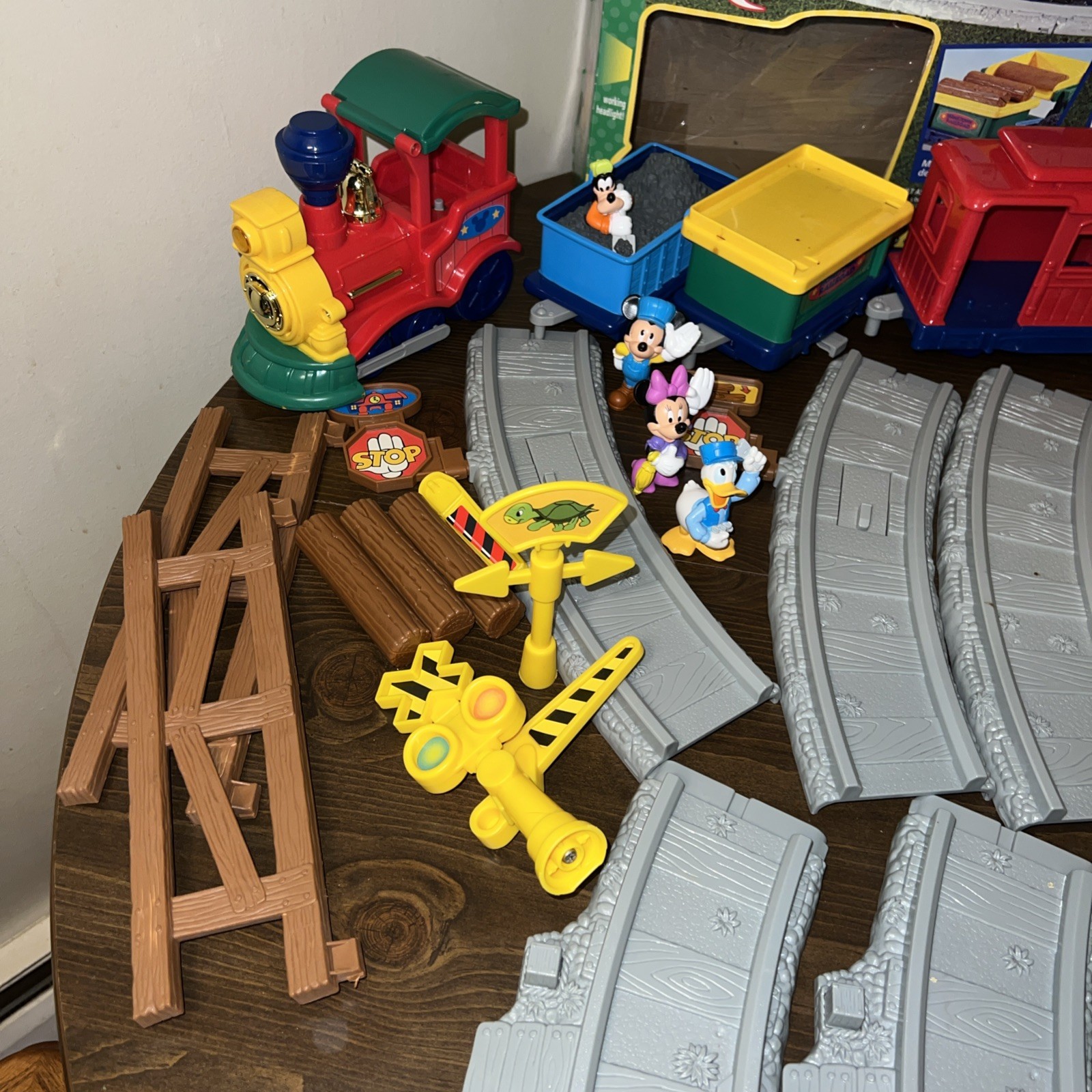 Vtg Fisher Price Mickey Hometown Railroad Disney Train With Lights And Sounds
