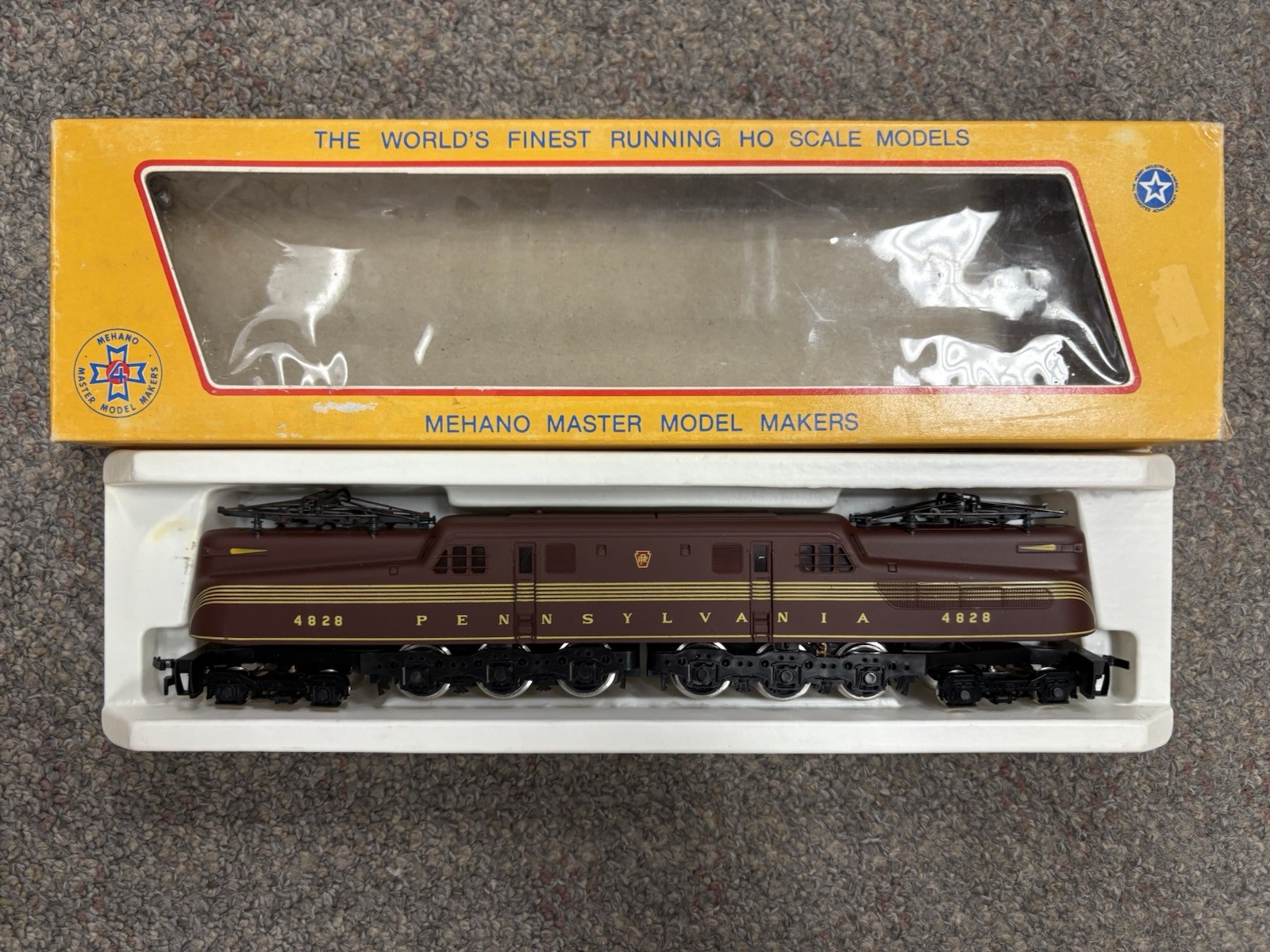 + Mehano HO Motive Power Pennsylvania 4828 Tuscan 5 Stripe GG-1 Locomotive w Box