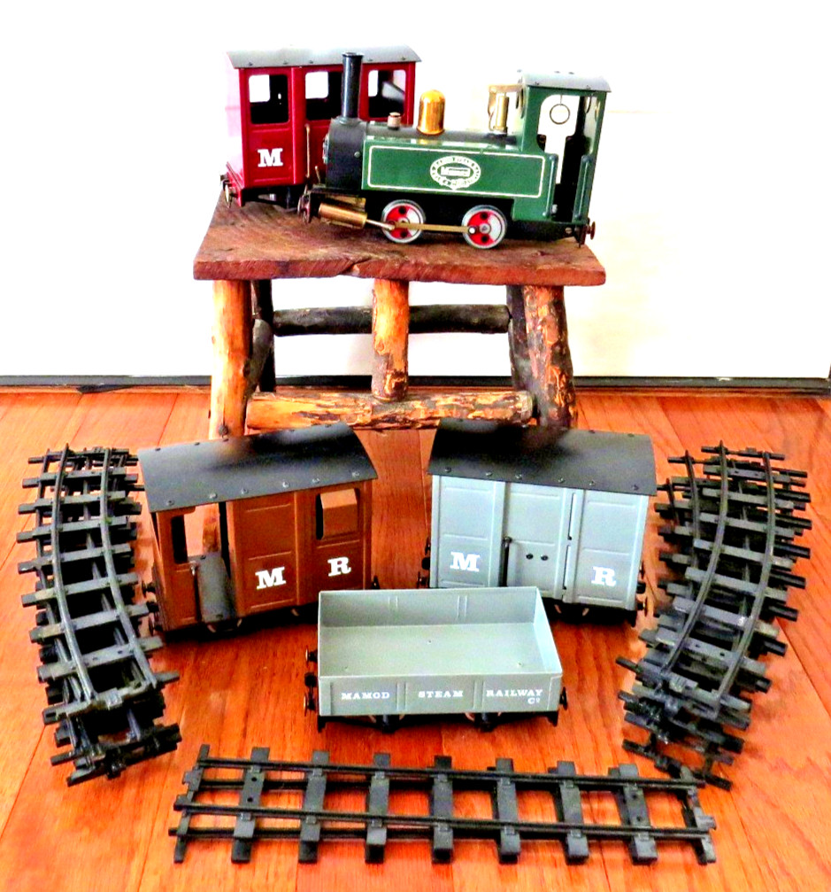 Mamod Steam Railway SL1 Narrow Gauge Train Set Green Loco 4 Wagons Track England
