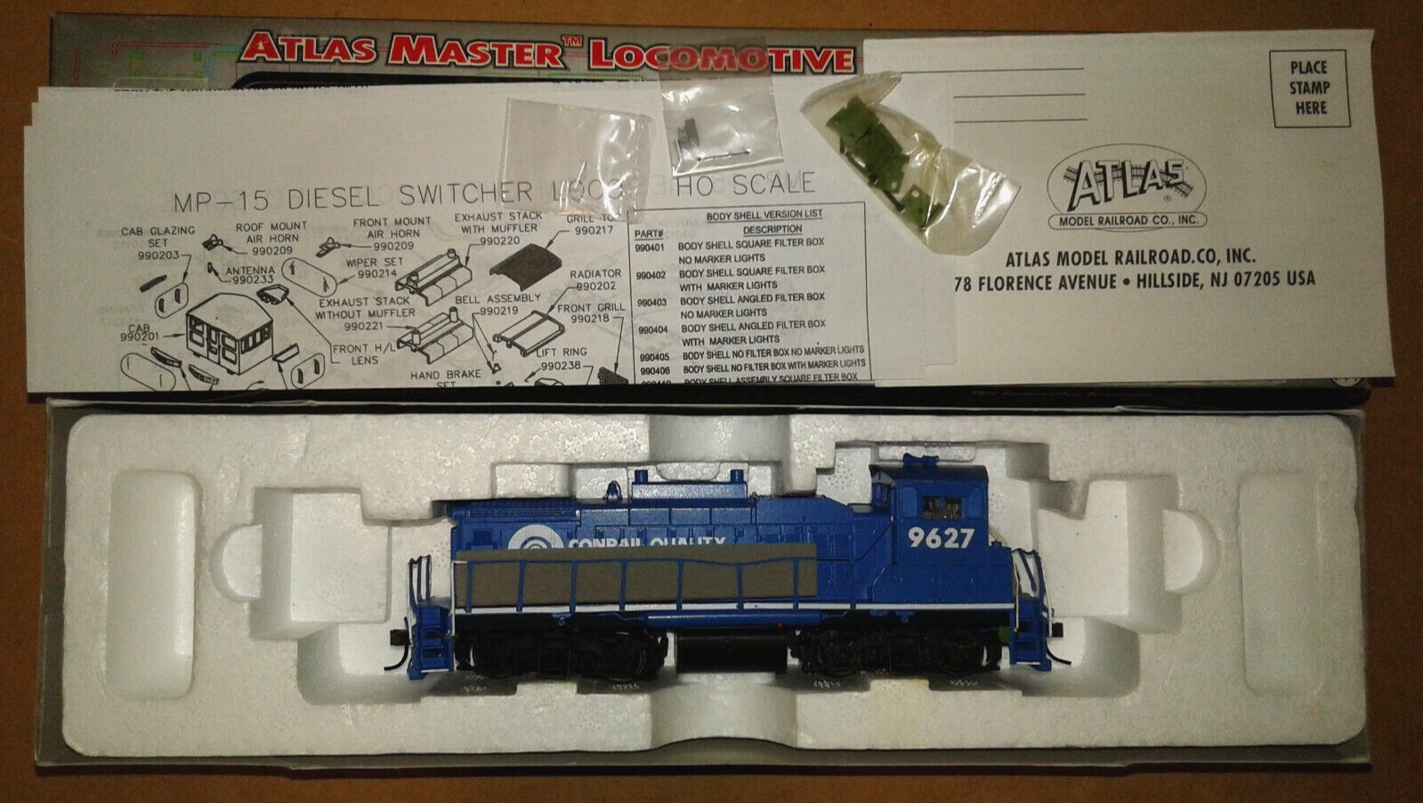 HO SCALE ATLAS MASTER SILVER EMD MP15DC CONRAIL #9627