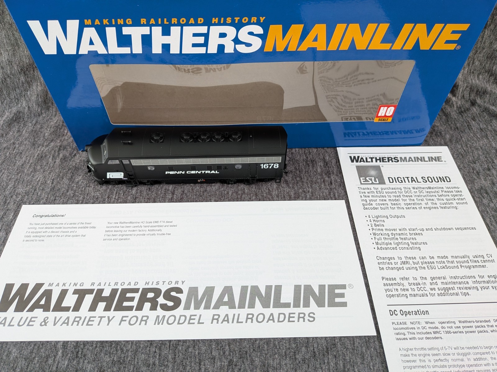 Walthers Mainline HO F7A, Penn Central #1678, #910-19986, DCC/Sound.