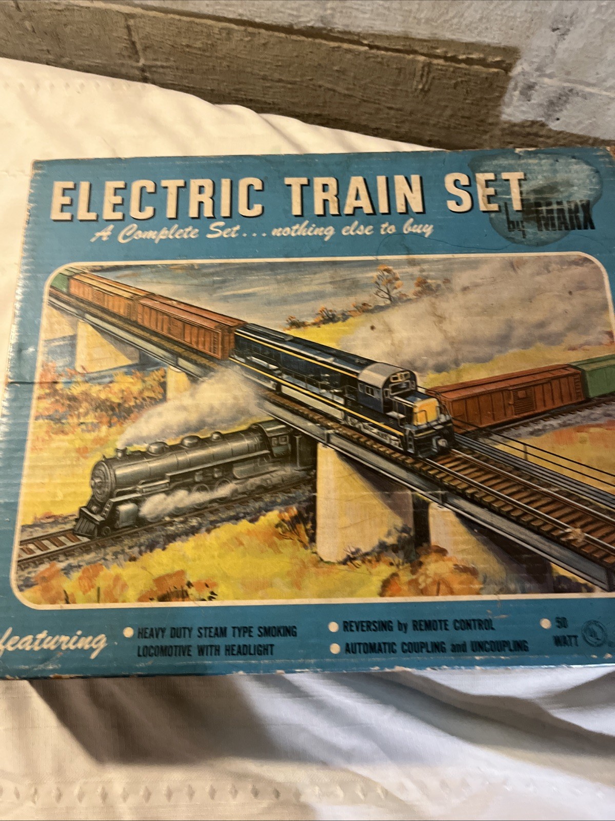 Vintage Marx 666 Steam Engine Electric Train 52875 Set Not Complete Cars Box
