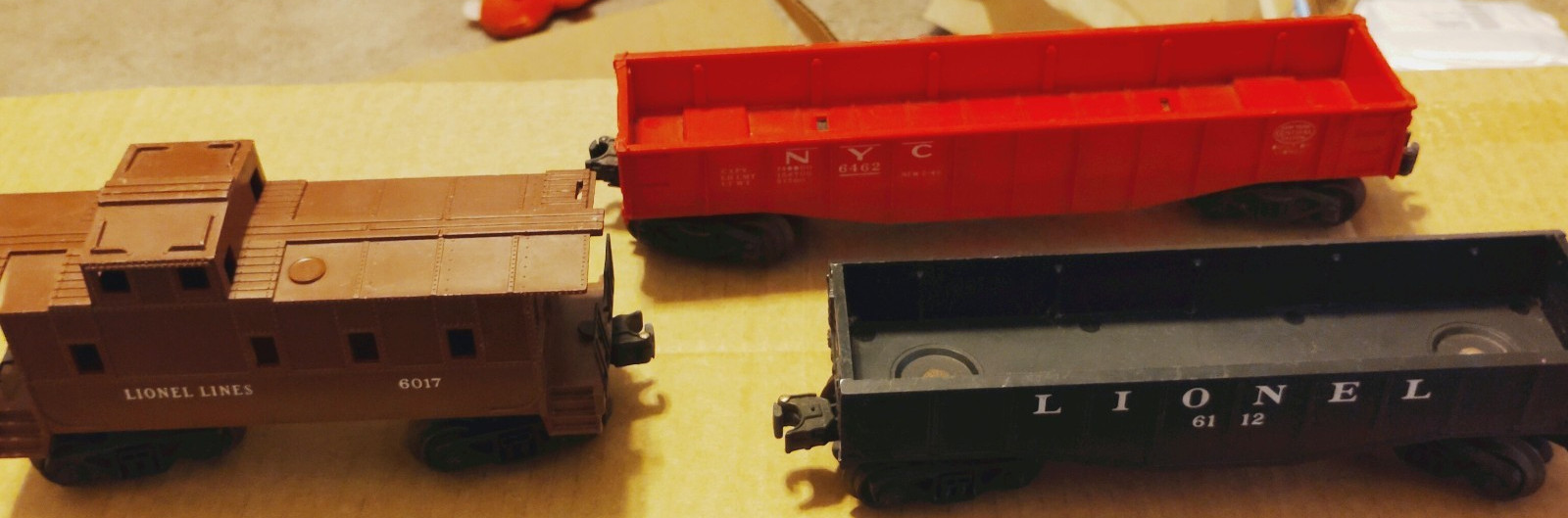 Vintage Lionel O Scale Lot (3) Cars- 6017-6112-6452 Very Good Condition
