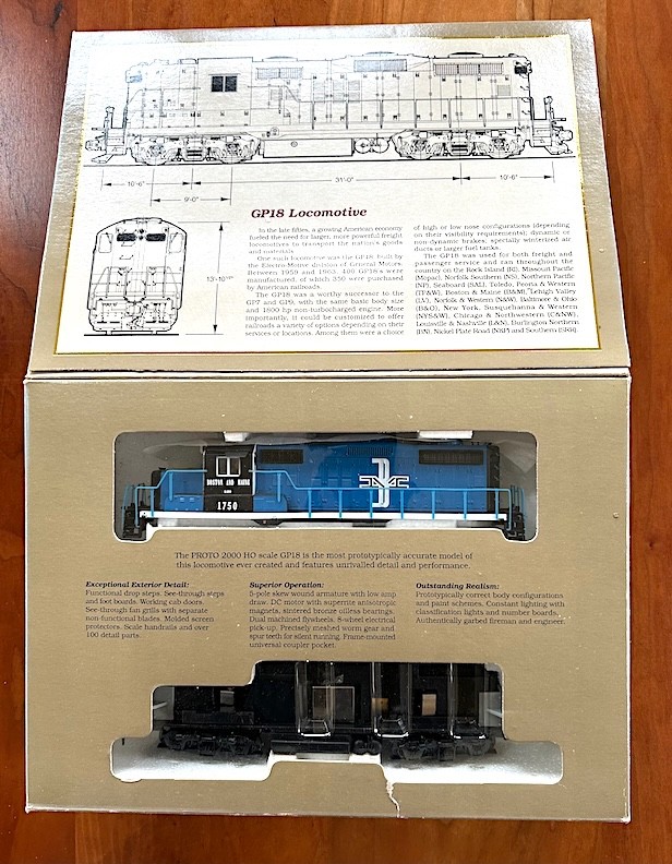 HO Scale EMD GP18 Boston and Maine Locomotive #1750, Life-Like Proto 2000 Series