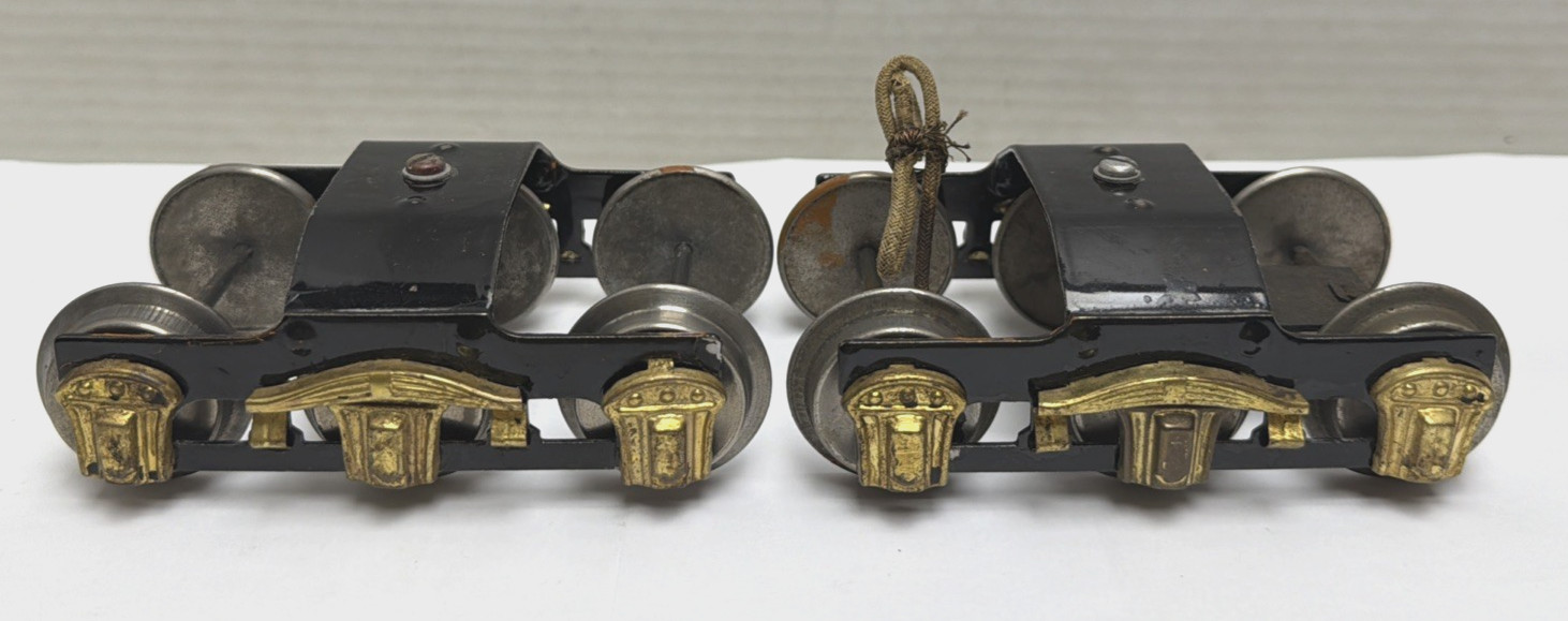LOT OF 2 PREWAR IVES WIDE/STANDARD GAUGE 6-WHEELS TRUCKS FOR PASSENGER CARS