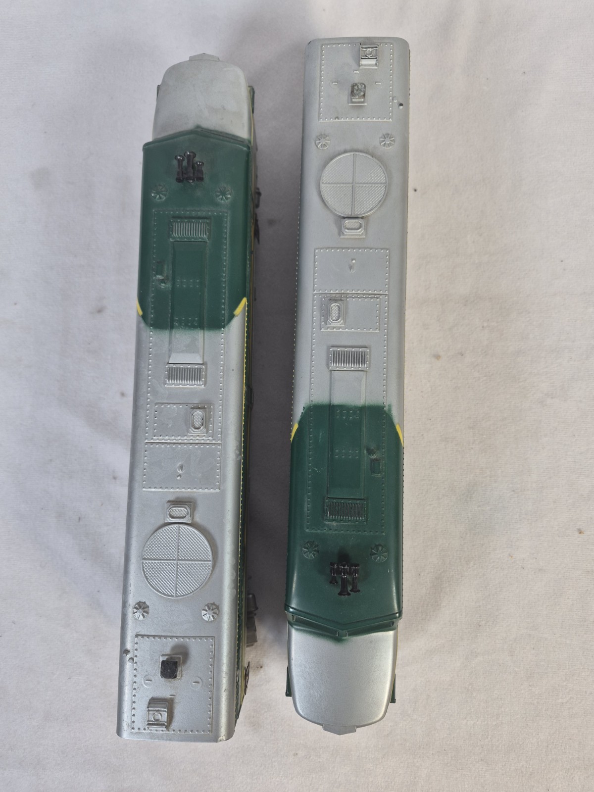 American Flyer S Gauge 474 475 Rocket A-A Diesel Locomotive Set Green Silver