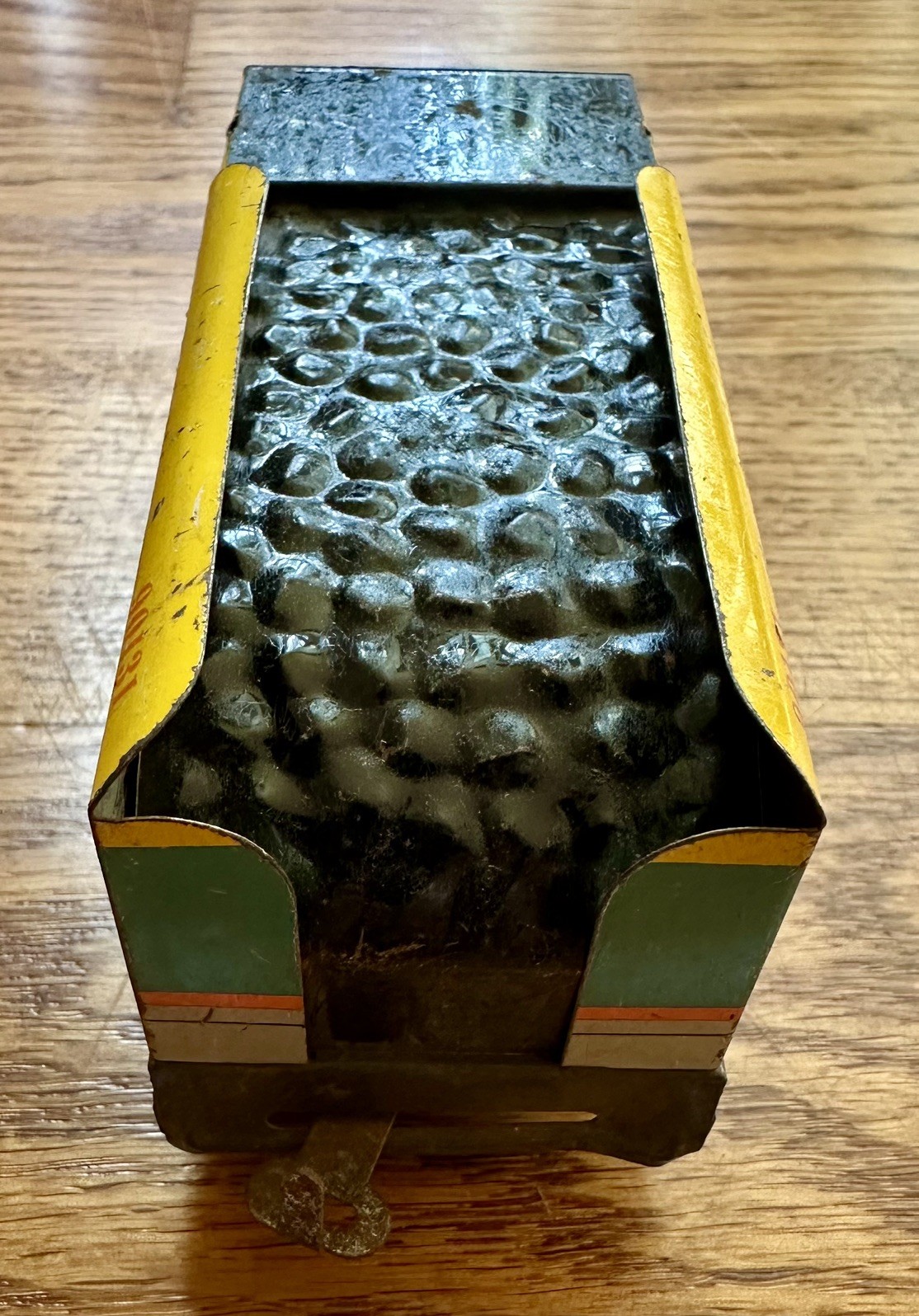 HAFNER 90131 – COAL TENDER – Yellow Teal Orange Striped – Tin Train Car!