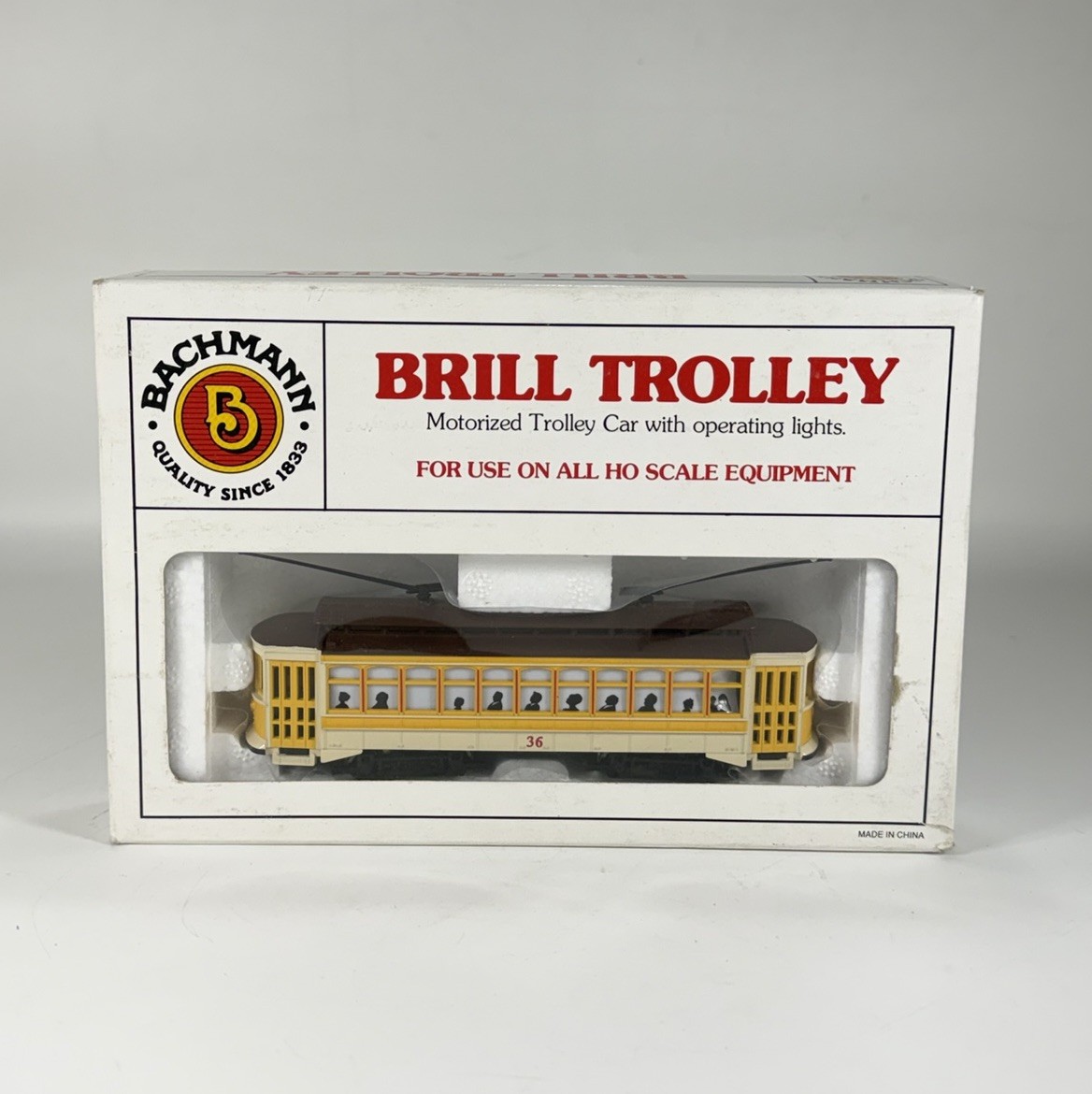 Bachmann HO Scale Yellow Brill Trolley #36 – Item No #61048 – NEW