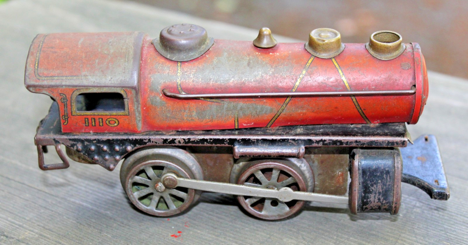Hafner O Gauge Windup 1110 Red Steam Locomotive RUNS b2