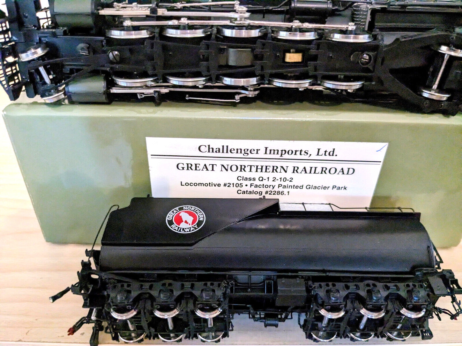 RARE! *CHALLENGER BRASS GN CLASS Q-1 2-10-2 HO *GLACIER PARK *LAMPS *RUNS GREAT!