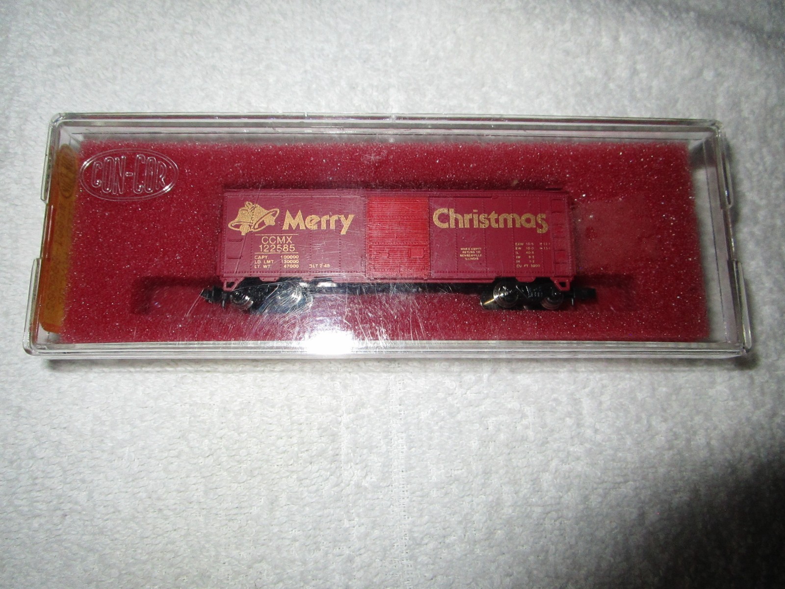 VINTAGE CON-COR N SCALE 1985 MERRY CHRISTMAS BOX CAR CCMX 122585 NIB MADE JAPAN