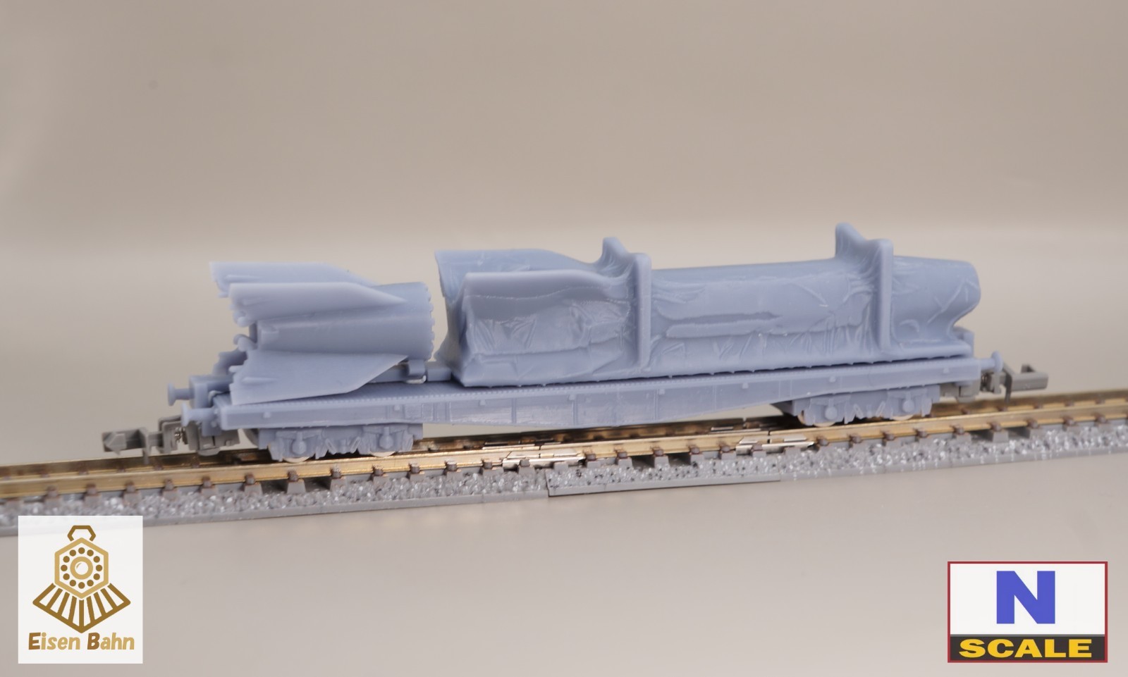 1/160 (N-scale) WWII German V2 Rocket on flatwagon /w wheels&coupliers resin kit