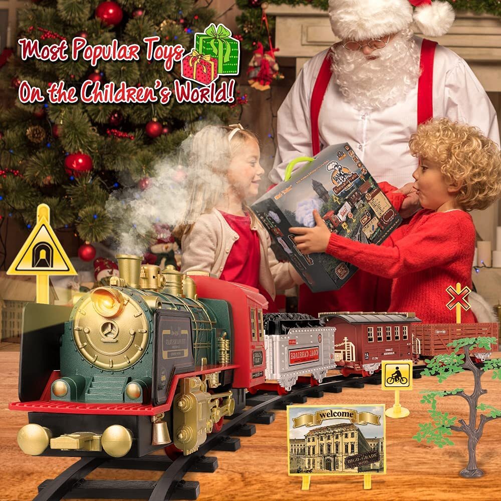 RC Train Toy Remote Control Train w/Smoke Real Sound Light Birthday Gift For Kid
