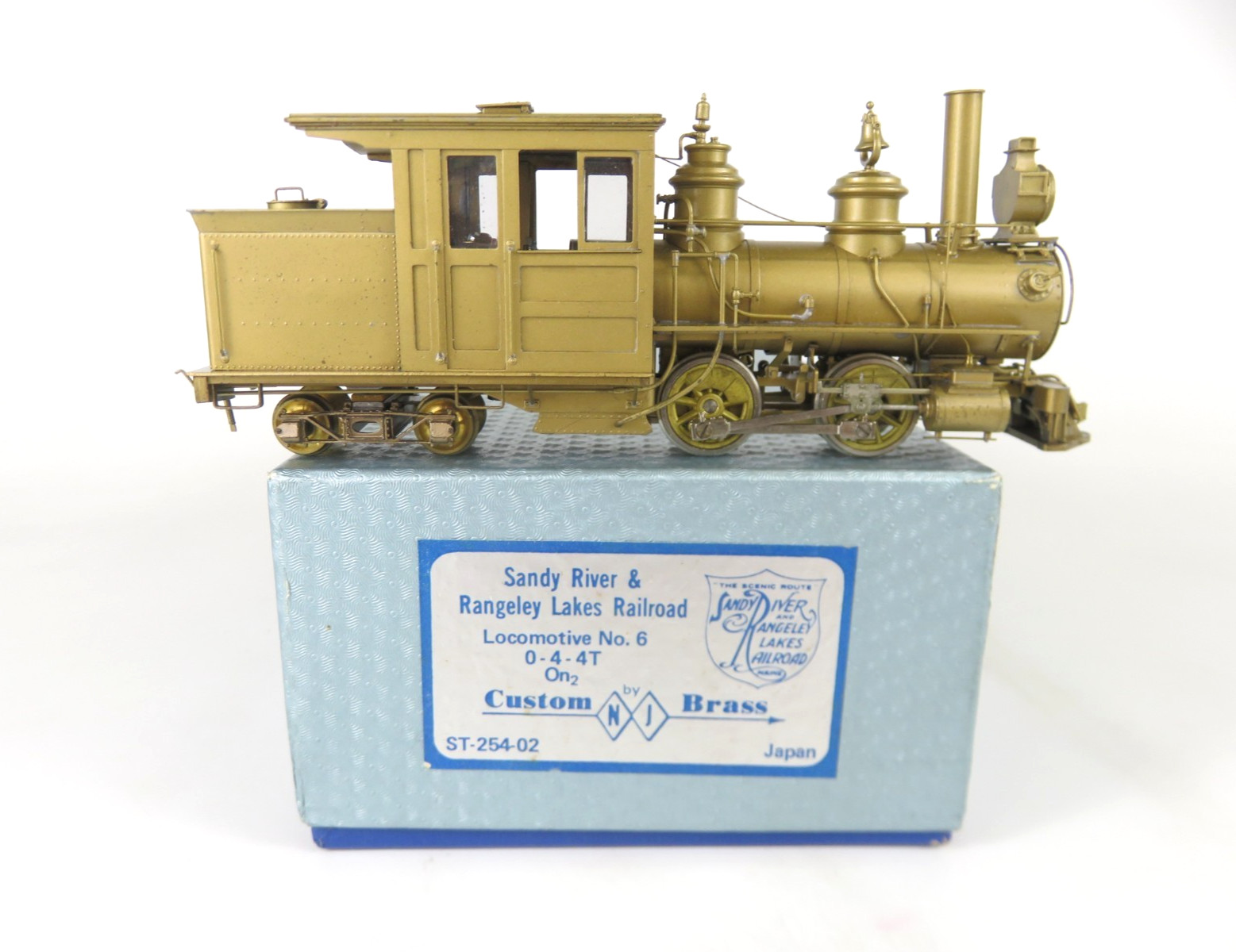 NJ Custom Brass ST-254-02 On2 Scale Sandy River Rangeley Lakes 0-4-4T Locomotive