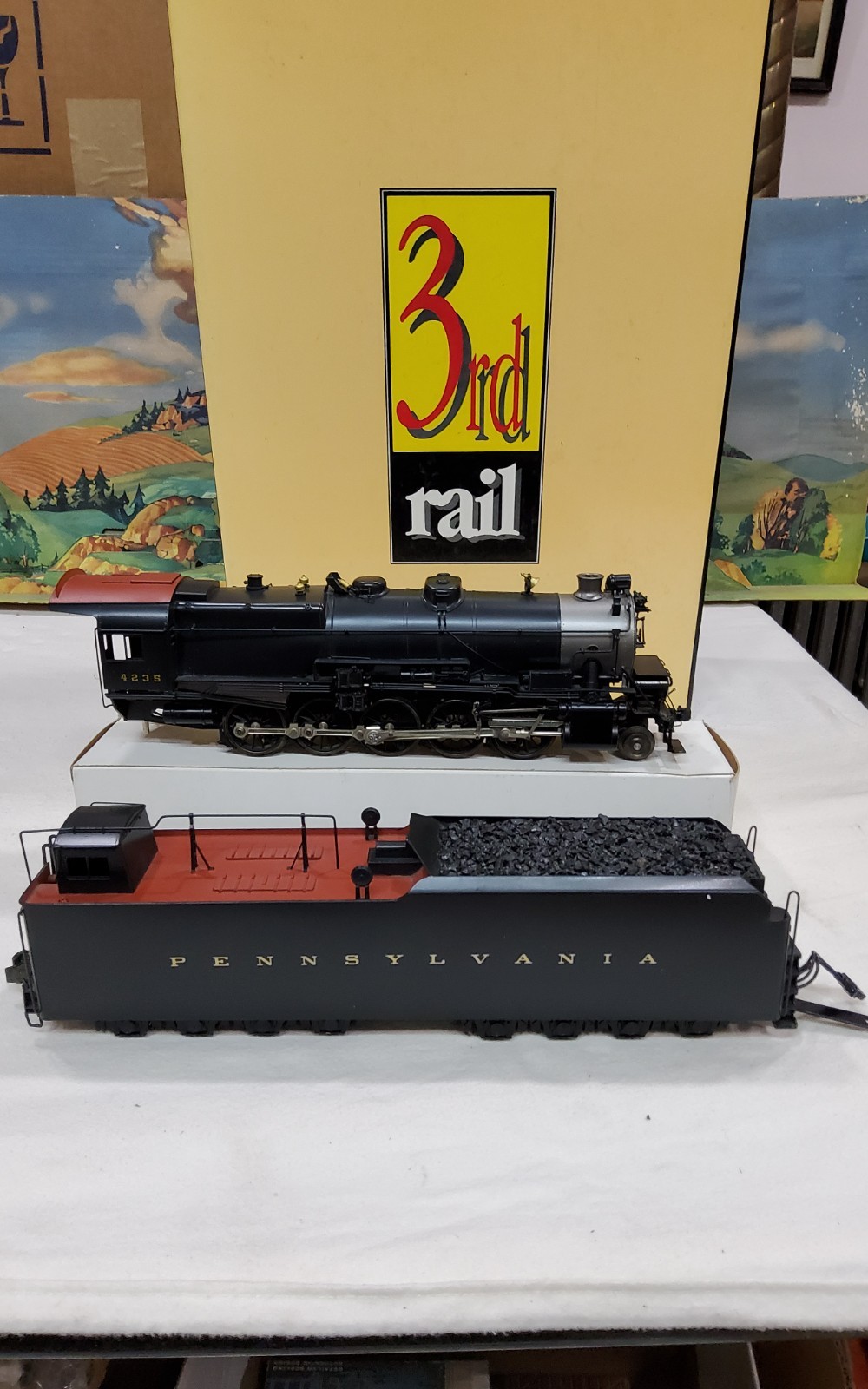 3RD RAIL O SUNSET MODELS BRASS PRR 2-10-0 I-1 LONG TENDER LOCOMOTIVE, RUNS, OB