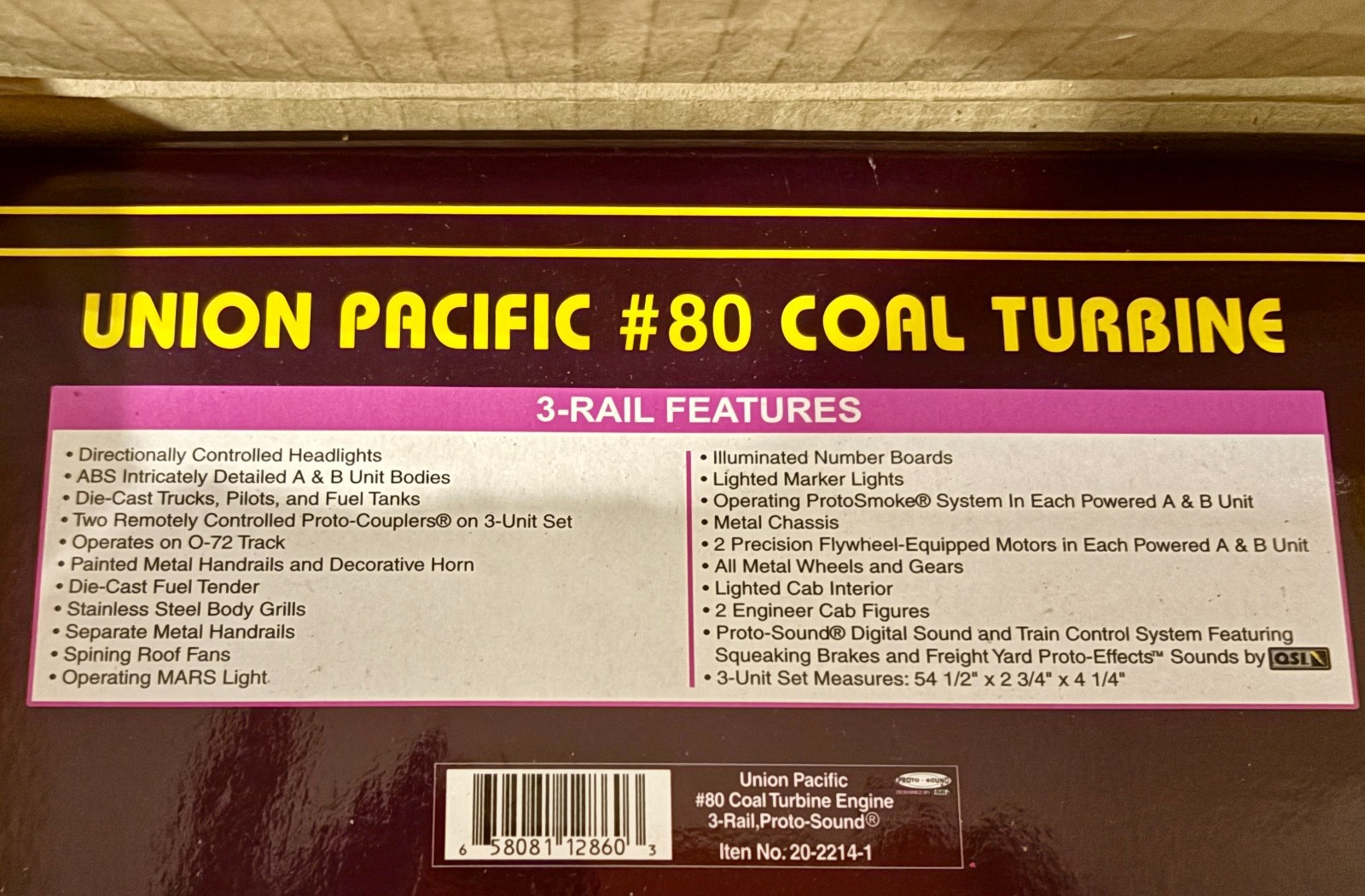 MTH Union Pacific #80 Coal Turbine Engine w/ Protosound 20-2214-1 w/BCR L/N OB