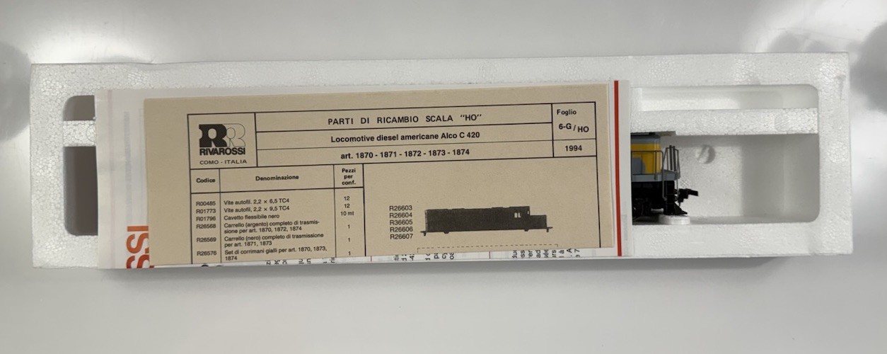 Vintage RIVAROSSI HO SCALE #1871 Diesel Locomotive ALCO C 420 1301 L&N