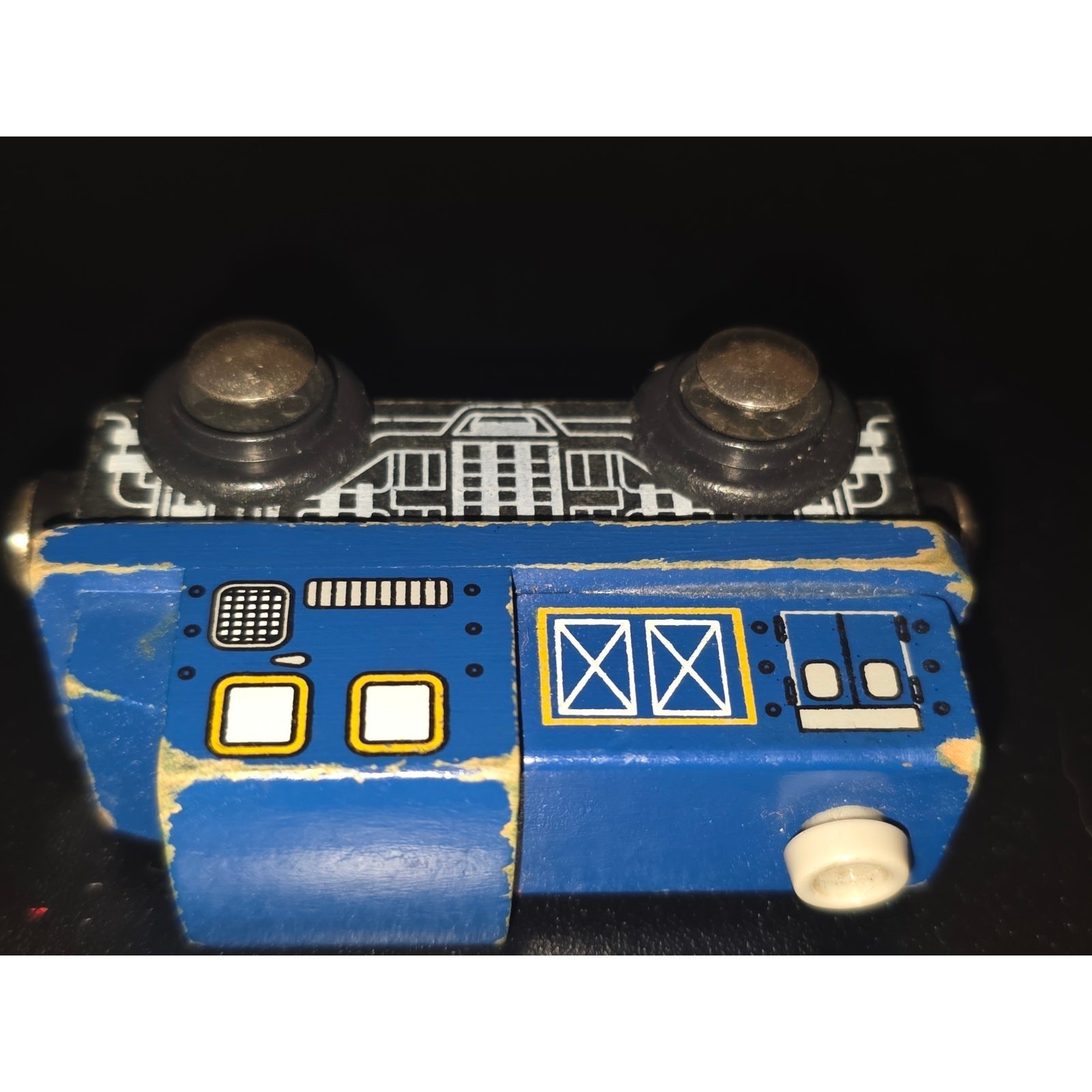 Blue Wooden Diesel Switcher Locomotive Magnetic Train Engine Toy