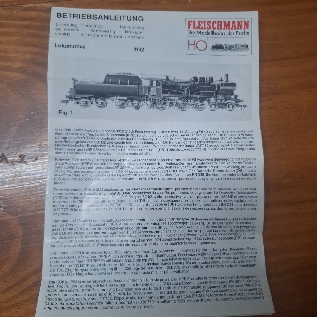 Fleischmann 4162 Steam Locomotive BR 038 547-6 DB DC H0 Mint! In Box