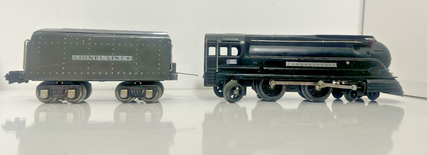 Lionel Prewar O Tinplate Black PRR 238 Torpedo Steam Locomotive 265W Tender SS