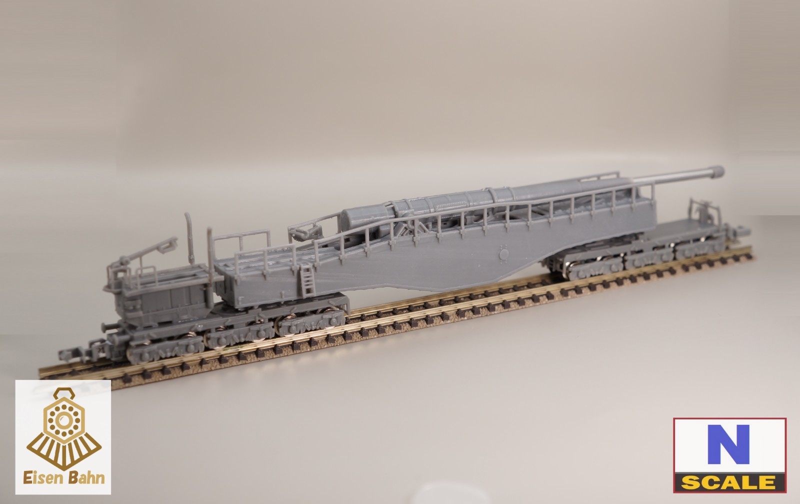 1/160 (N-scale) WWII German K5 railway Gun /w wheels & coupliers resin kit