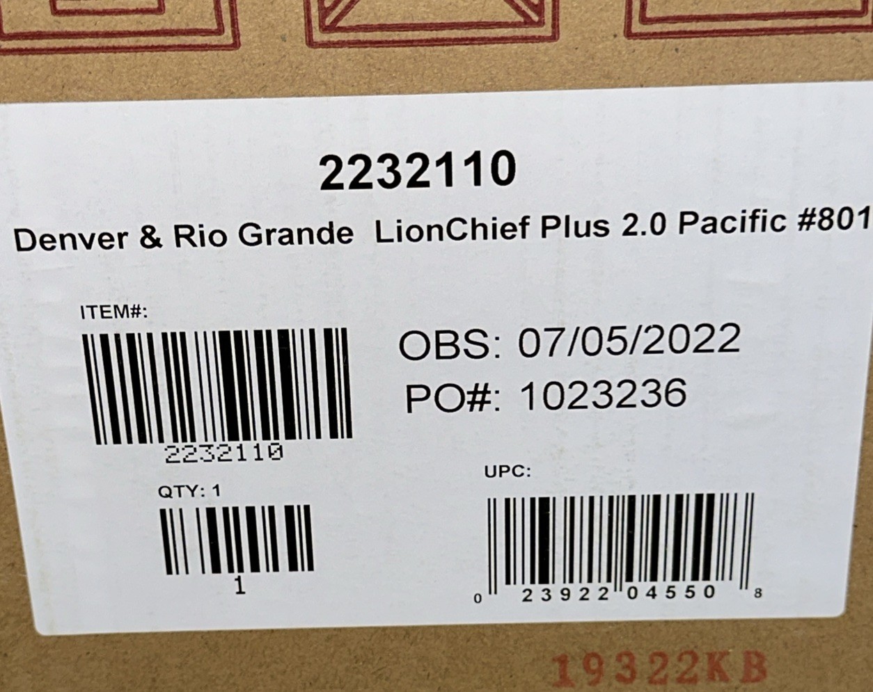 Lionel LionChief 2.0 Plus 2232110 DENVER RIO GRANDE Steam LOCOMOTIVE Pacific O
