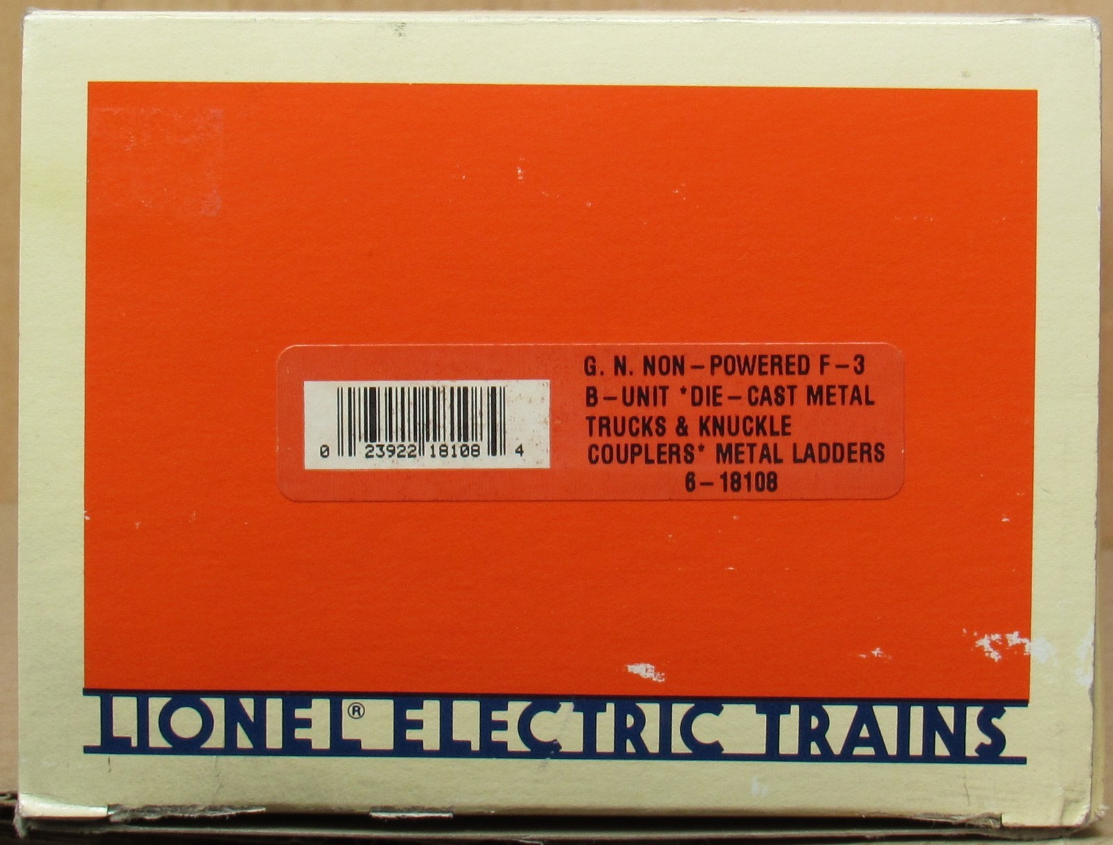 Lionel 18108 Great Northern F3 B-Unit Diesel Engine (Non-Powered) O-Gauge NOS