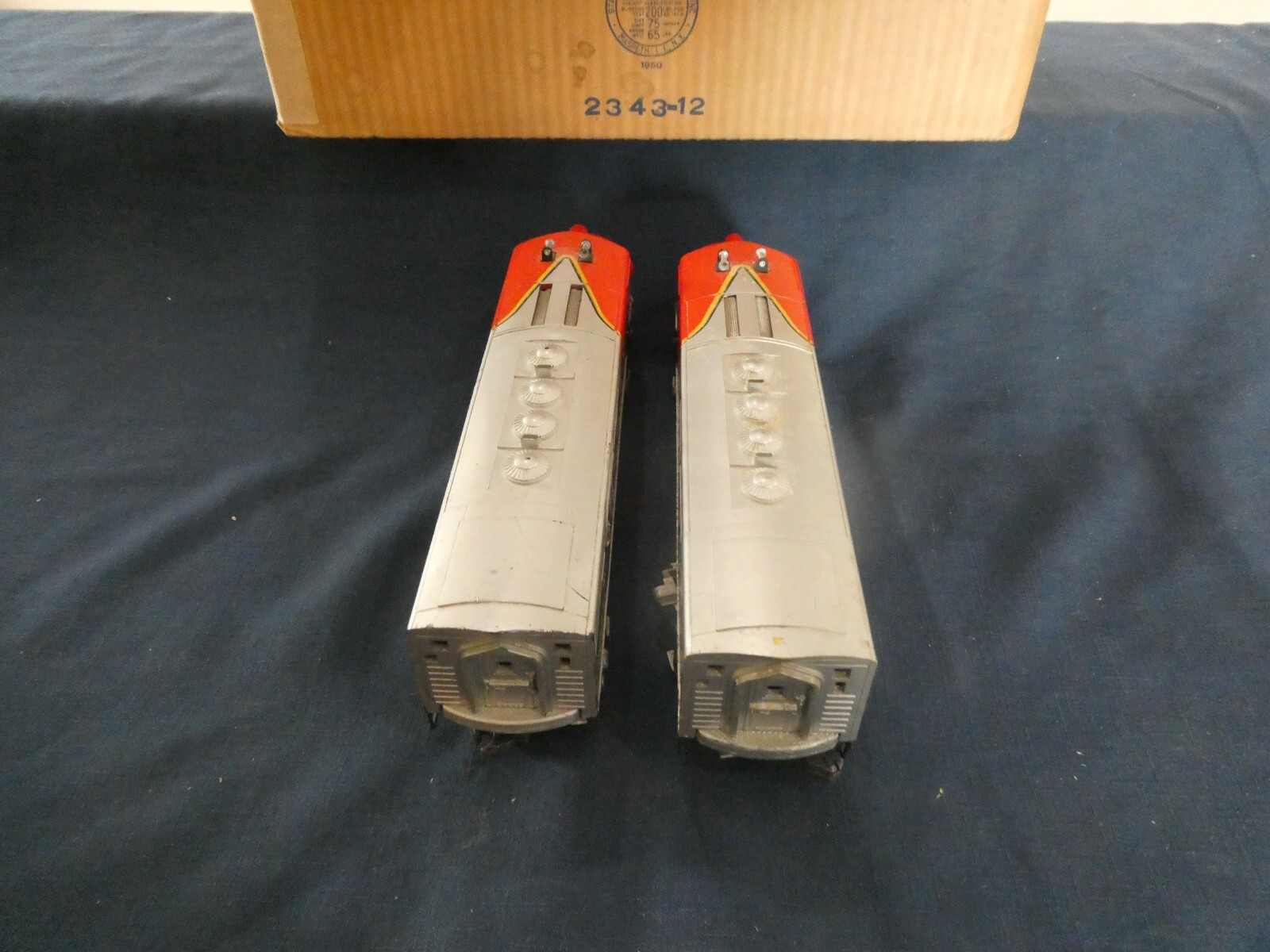 LIONEL 2343 AA SANTA FE F3’S IN OB’S, MASTER CARTON, & WRAPPING PAPER EXCELLENT