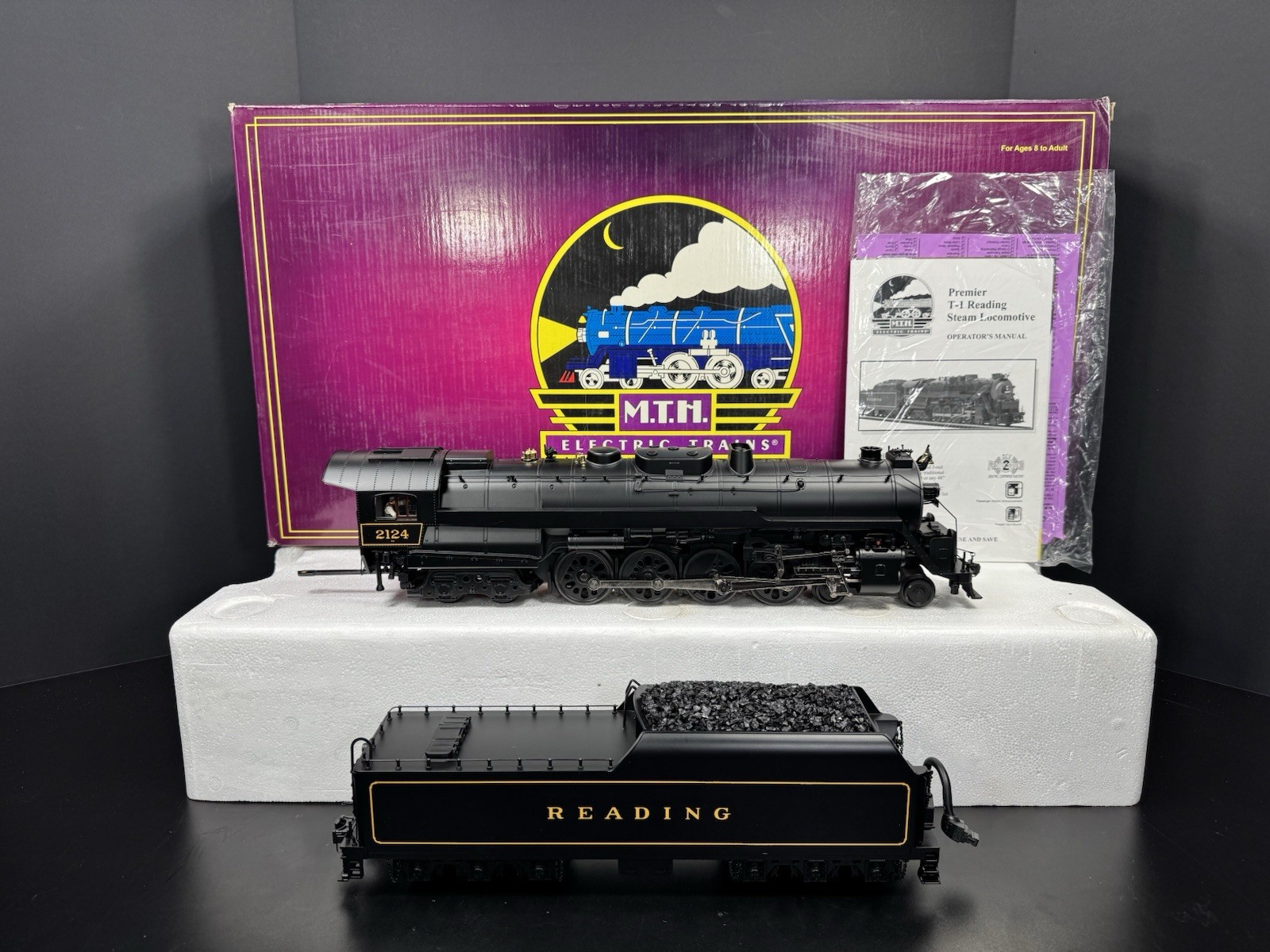 MTH 20-3130-1 Reading 4-8-4 T-1 steam engine #2124 PS2 BCR LNIB