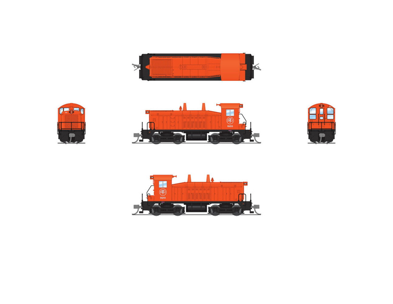 Broadway Limited 7514 N DT&I EMD SW7 Orange Cab Monogram Diesel Locomotive #920