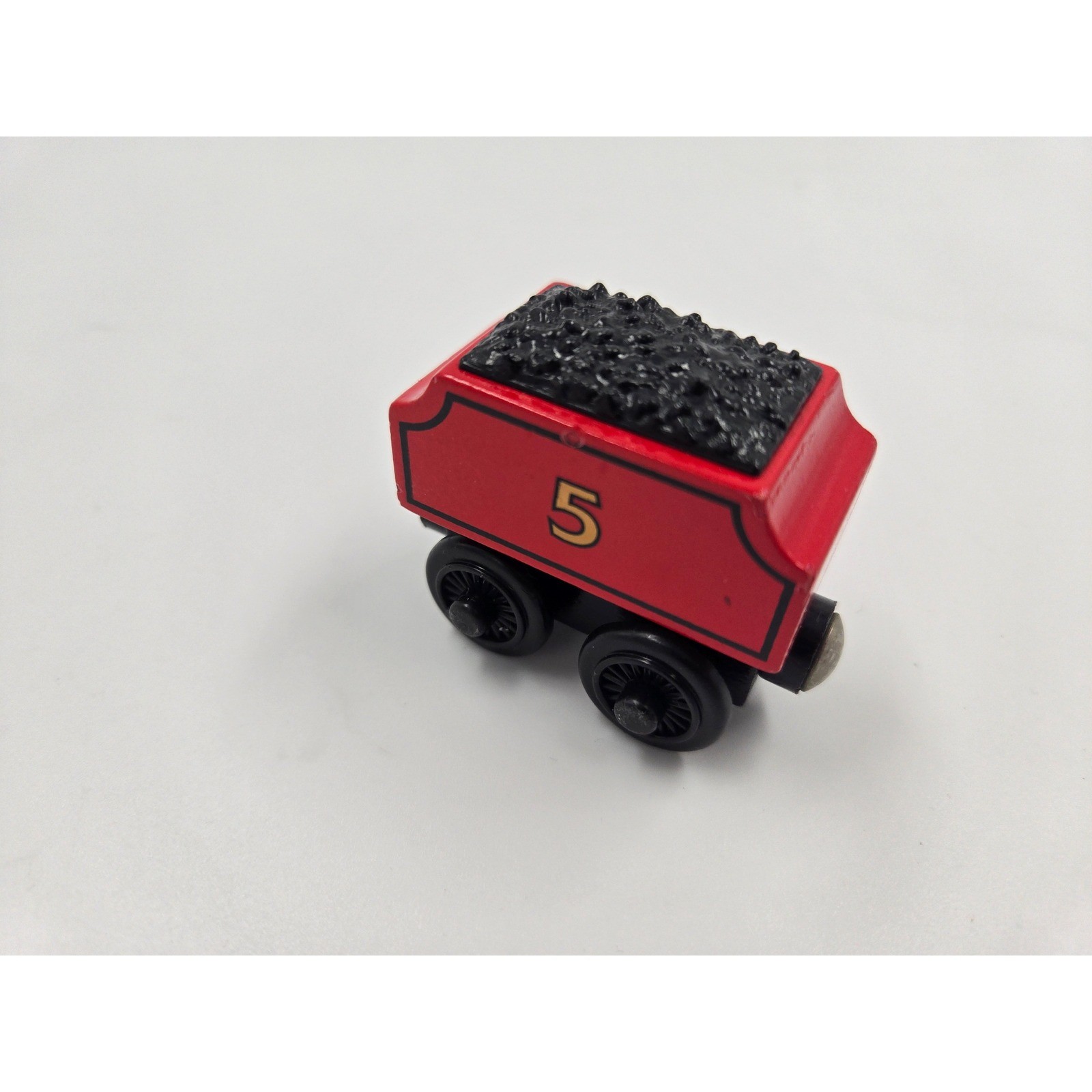 James the Red Engine Number 5 Wooden Coal Tender Train Car Magnetic Connector