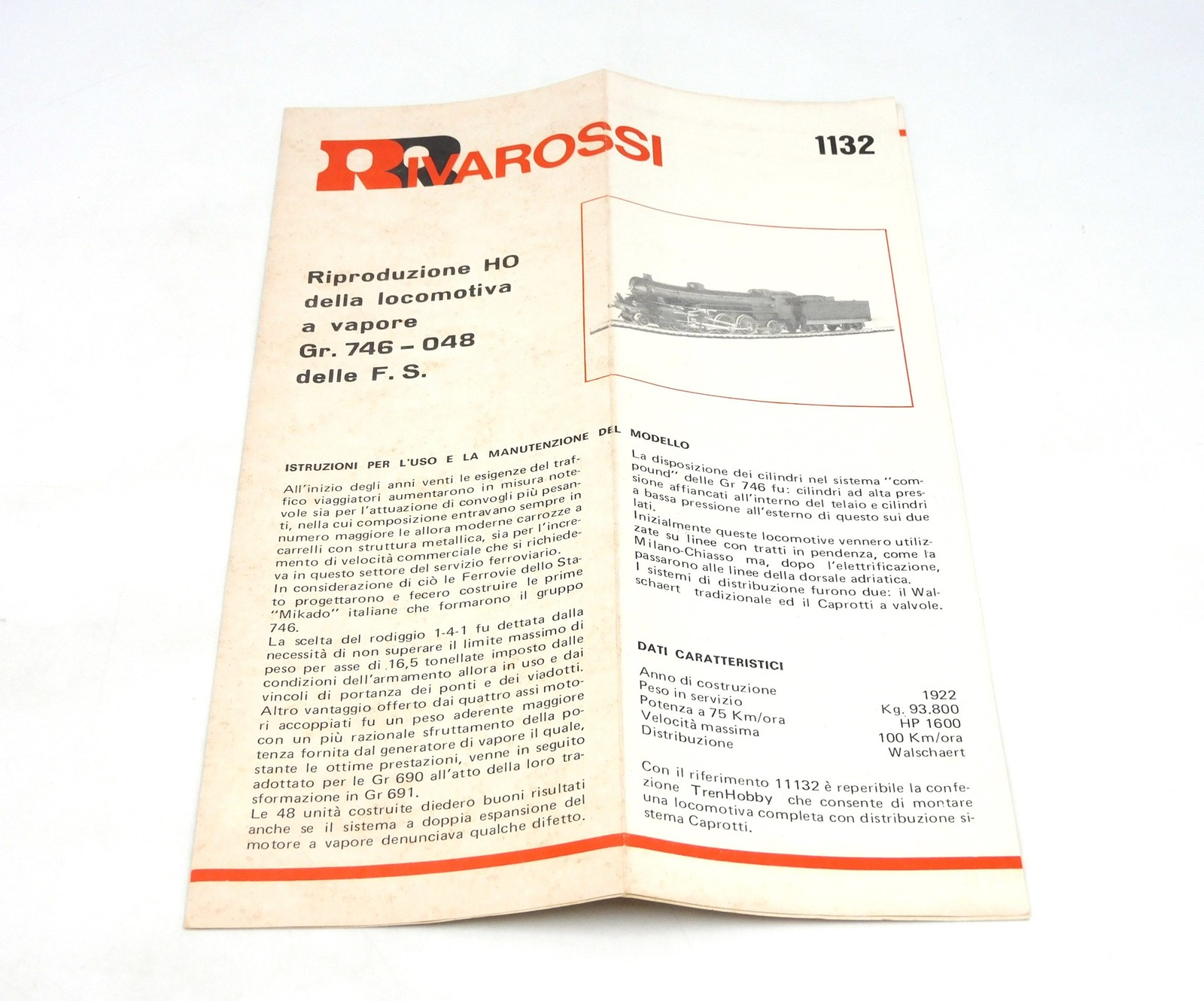 Rivarossi 1132 Steam Locomotive 1-4-1 Gr. 746 048 FS Train H0 1:87 Italy