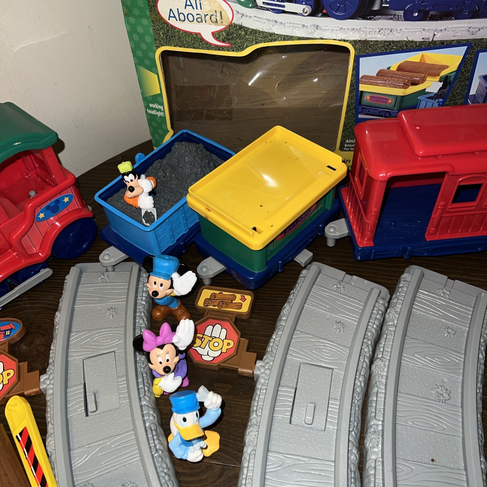 Vtg Fisher Price Mickey Hometown Railroad Disney Train With Lights And Sounds