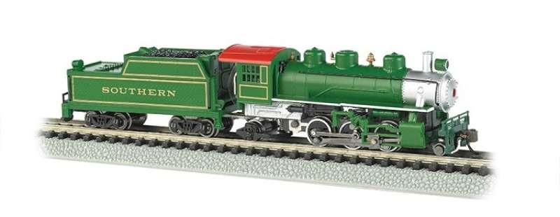 N Prairie 2-6-2 Steam Locomotive & Tender Southern (Green)