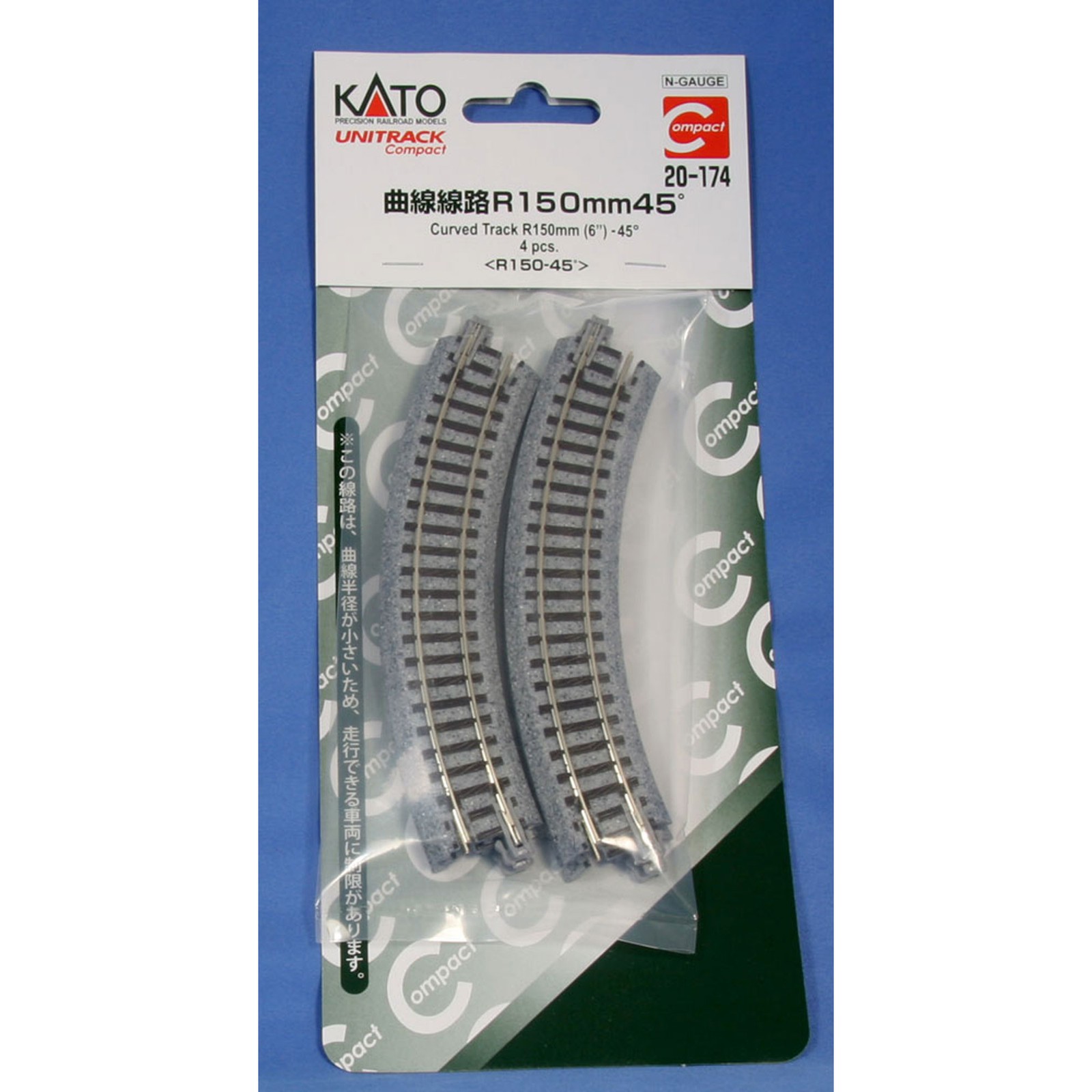 Kato USA Inc. N 150mm 6″ Radius Curve 45 Degree 4 KAT20174 N Track