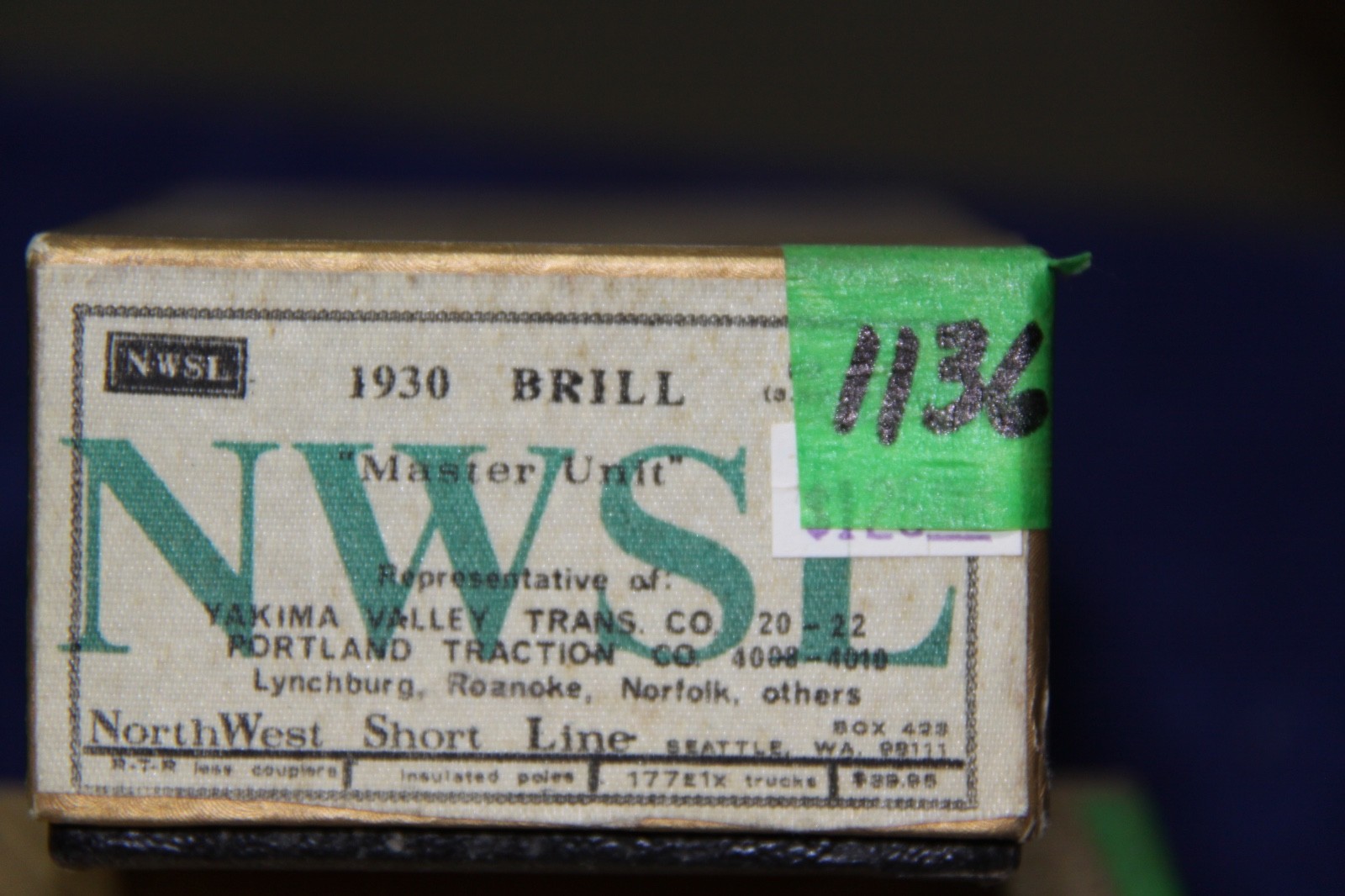 1136 – 1930 Brill Master Unit Brass Trolley HO Scale – Northwest Short Line