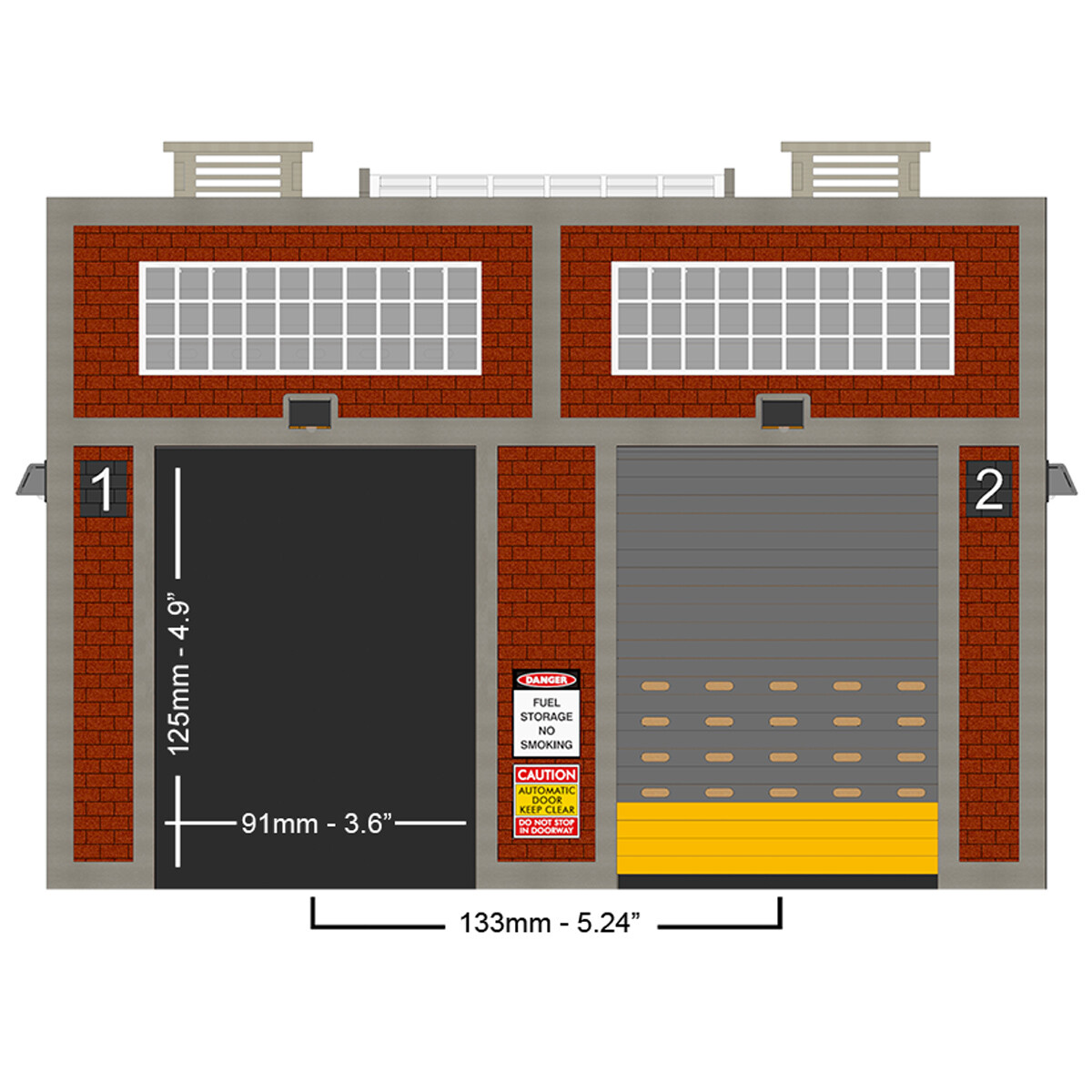 Two Stall Diesel Engine House w/Motorized Doors, Indoor/Outdoor Lighting O Gauge