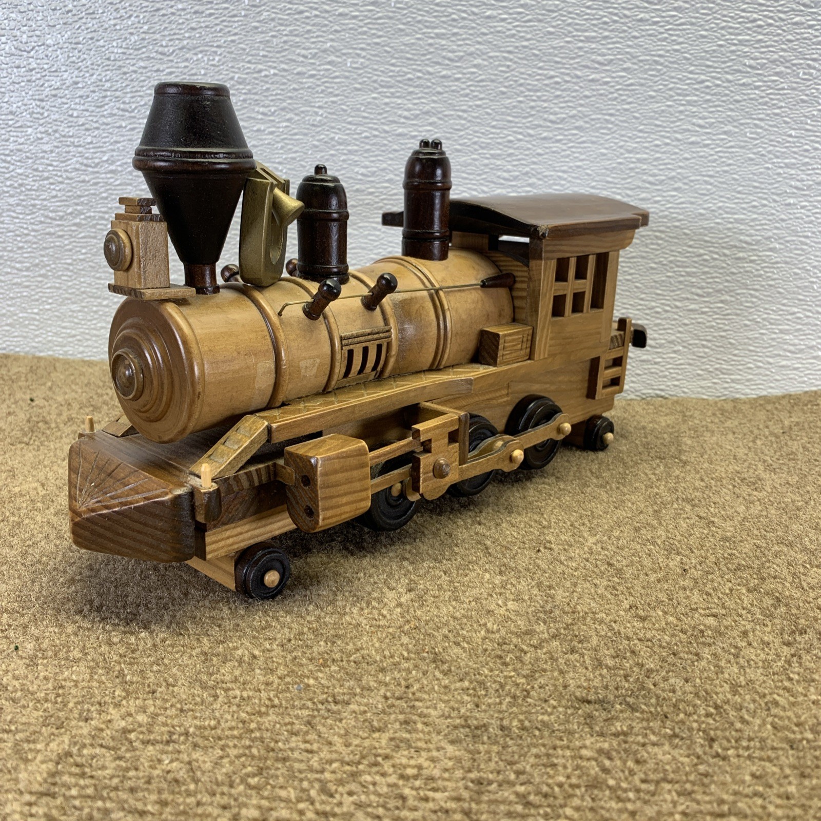Beautiful Vintage Retro Train Locomotive made of wood and resin
