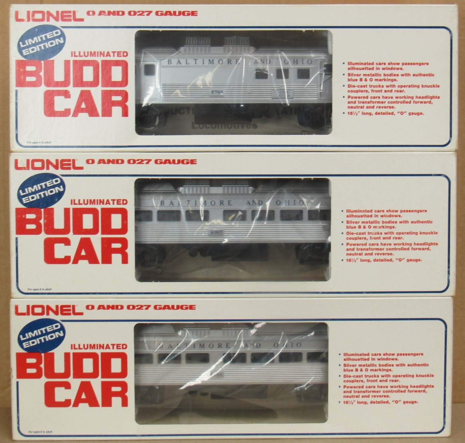 Lionel 1766 B&O RDC Budd Car Set O-Gauge NOS *